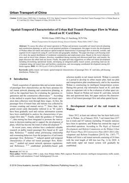 Urban Transport of China Spatial-Temporal Characteristics of Urban