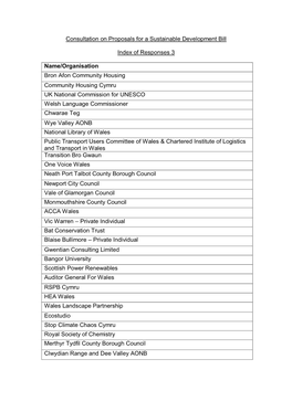 Consultation on Proposals for a Sustainable Development Bill