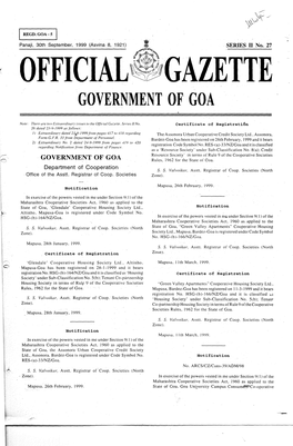 Gazette Government of Goa