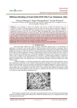 Diffusion Bonding of Semi-Solid (SSM 356) Cast Aluminum Alloy