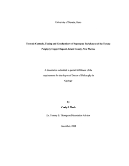 Tectonic Controls, Timing and Geochemistry of Supergene Enrichment of the Tyrone