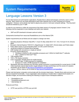 Language Lessons Version 3 System Requirements