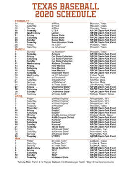 Texas Baseball 2020 Schedule