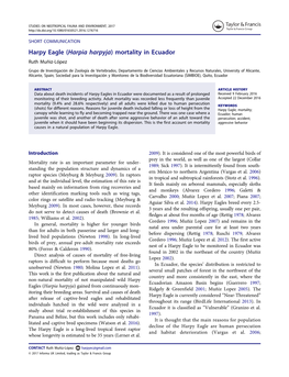 Harpy Eagle (Harpia Harpyja) Mortality in Ecuador