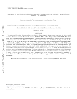 Behavior of Abundances in Chemically Peculiar Dwarf and Subgiant A-Type Stars: Hd 23193 and Hd 170920∗