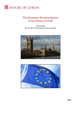 The European Scrutiny System in the House of Lords