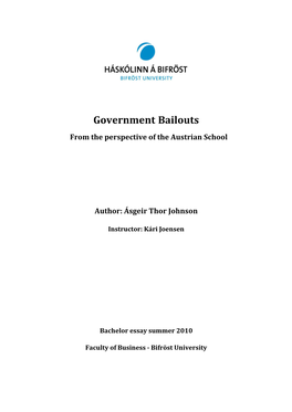 Government Bailouts from the Perspective of the Austrian School