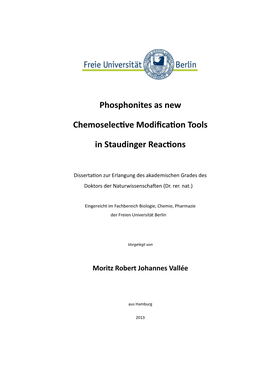 Phosphonites As New Chemoselective Modification Tools in Staudinger