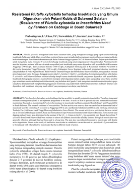 Resistensi Plutella Xylostella Terhadap Insektisida Yang Umum Digunakan Oleh Petani Kubis Di Sulawesi Selatan