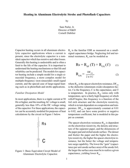 Heating in Aluminum Electrolytic Strobe and Photoflash Capacitors