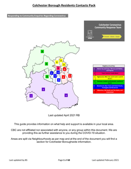 Colchester Borough Residents Contacts Pack