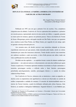 Don Juan Às Avessas: a Paródia Amorosa Em Confissões De Narciso, De Autran Dourado