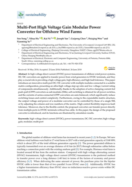 Multi-Port High Voltage Gain Modular Power Converter for Offshore Wind Farms