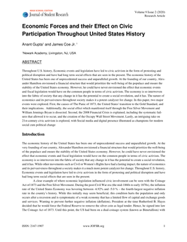 Economic Forces and Their Effect on Civic Participation Throughout United States History