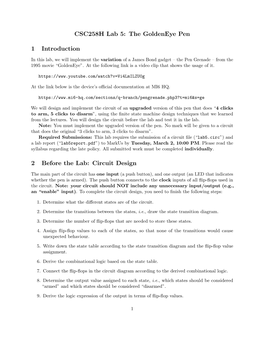 The Goldeneye Pen 1 Introduction 2 Before the Lab: Circuit Design