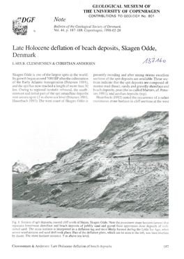 Note Late Holocene Deflation of Beach Deposits, Skagen Odde, Denmark