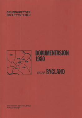 Folke- Og Boligtellingen 1980 Bygland. Grunnkretser Og Tettsteder. Dokumentasjon