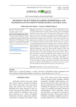 Ordo Lepidoptera) and Flower Plants in Mount Muria Kudus, Central Java