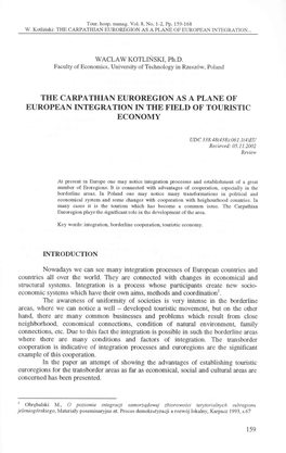 The Carpathian Euroregion As a Plane of European Integration