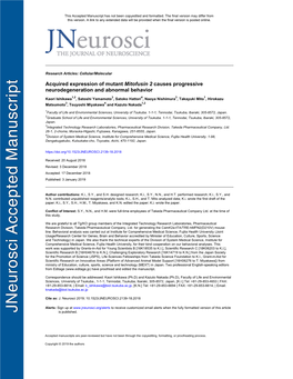 Acquired Expression of Mutant Mitofusin 2 Causes Progressive Neurodegeneration and Abnormal Behavior