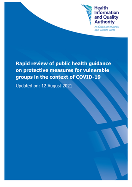 Rapid Review of Public Health Guidance on Protective Measures for Vulnerable Groups Health Information and Quality Authority