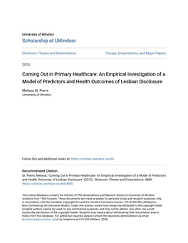 Coming out in Primary Healthcare: an Empirical Investigation of a Model of Predictors and Health Outcomes of Lesbian Disclosure