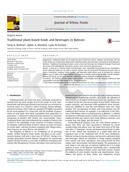 Traditional Plant-Based Foods and Beverages in Bahrain