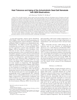 Heat Tolerance and Aging of the Anhydrobiotic Seed Gall Nematode with SEM Observations