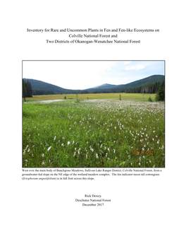 Inventory for Rare and Uncommon Plants in Fen and Fen-Like Ecosystems on Colville National Forest and Two Districts of Okanogan-Wenatchee National Forest