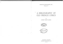 A Bibliography of Old French Lyrics