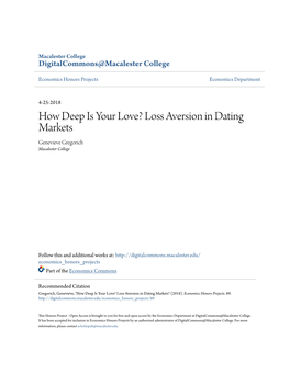 Loss Aversion in Dating Markets Genevieve Gregorich Macalester College