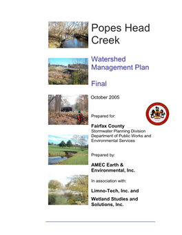Popes Head Creek Watershed Management Plan Was Developed with the Assistance of the Popes Head Creek Citizen’S Advisory Committee