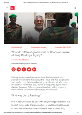 What Do Different Generations of Ghanaians Make of Jerry Rawlings' Legacy? | Africa at LSE
