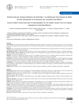 Estructura Del Bosque Mesófilo De Montaña Y Su Reemplazo Por