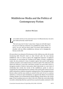 Middlebrow Media and the Politics of Contemporary Fiction