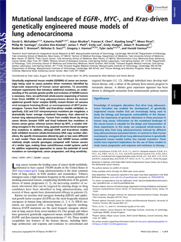 Mutational Landscape of EGFR-, MYC-, and Kras-Driven Genetically