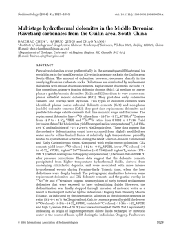 Multistage Hydrothermal Dolomites in the Middle Devonian (Givetian) Carbonates from the Guilin Area, South China