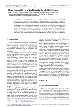 Flood Vulnerability of Critical Infrastructure in Cork, Ireland Karin M