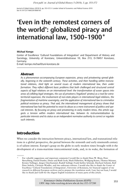 Globalized Piracy and International Law, 1500–1900*