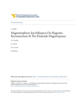 Magnetospheric Ion Influence on Magnetic Reconnection at the Duskside Magnetopause S