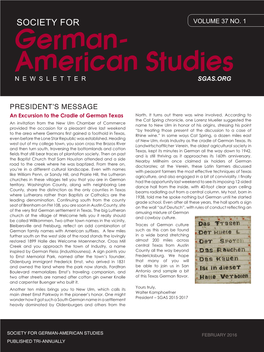 German- American Studies NEWSLETTER SGAS.ORG