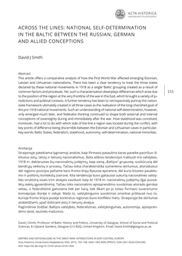 National Self-Determination in the Baltic Between the Russian, German and Allied Conceptions