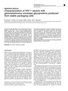 Characterization of HIV-1 Vectors with Gammaretrovirus Envelope Glycoproteins Produced from Stable Packaging Cells