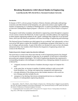 Breaking Boundaries with Liberal Studies in Engineering Louis Bucciarelli, MIT; David Drew, Claremont Graduate University