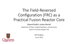 The Field-Reversed Configuration As a Practical Fusion Reactor Core