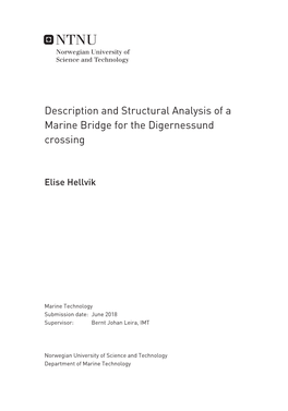 Description and Structural Analysis of a Marine Bridge for the Digernessund Crossing