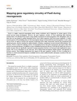 Mapping Gene Regulatory Circuitry of Pax6 During Neurogenesis