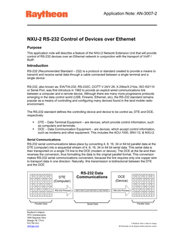 NXU-2 RS-232 Control of Devices Over Ethernet