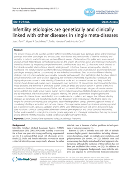 Infertility Etiologies Are Genetically and Clinically Linked with Other Diseases