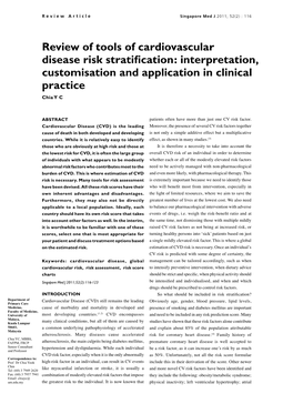 Review of Tools of Cardiovascular Disease Risk Stratification: Interpretation, Customisation and Application in Clinical Practice Chia Y C